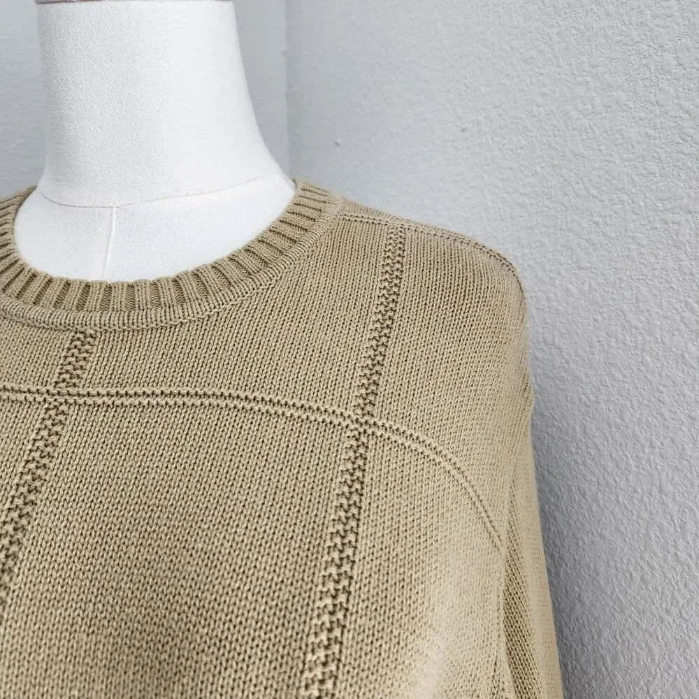 Vintage Geoffrey Beene Tan Grid Knit Crewneck Sweater Grandpacore Long Sleeve M - Picture 6 of 13